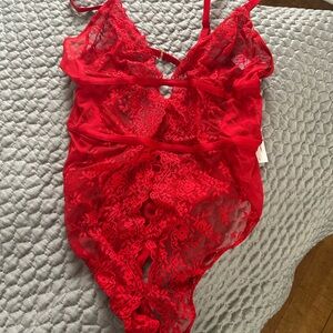 Adore Me Red Lace Bodysuit